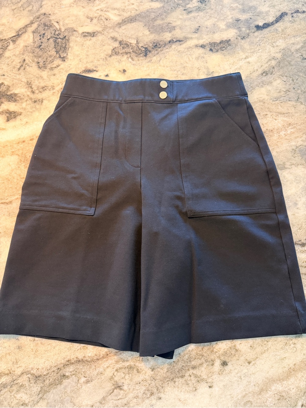 SPANX Classic Black Pinte Button Tab Bermuda Shorts.  NWOT